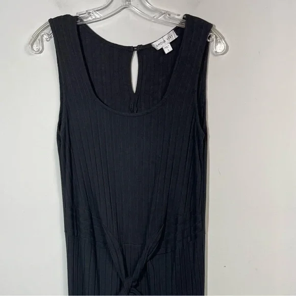 Amour Vert Briar Provence Rib Jumpsuit Black Size L Large Ankle Crop Minimalist - Picture 10 of 15
